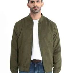 Men Regular Fit Bomber Jacket with Zip Front-image-63