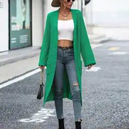 Women Ribbed Relaxed Fit Front-Open Shrug-14
