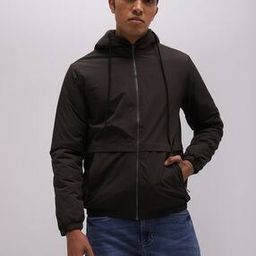 Panelled Zip-Front Hooded Jacket-image-90