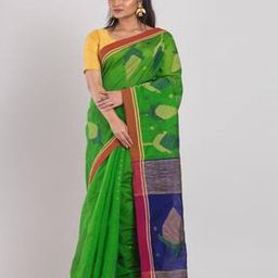 Floral Woven Traditional Saree with Tassels-image-7