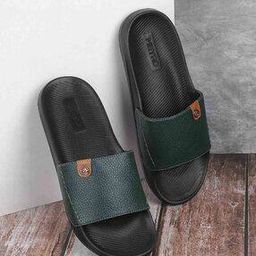 Men Textured Slides with Metal Accent-32