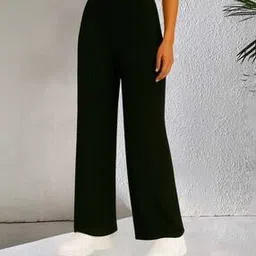 leia Women Relaxed Fit Flat-Front Trousers with Elasticated Waistband-picture-0