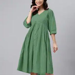 Women Fit and Flare Midi Dress-image-2