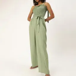 Square-Neck Jumpsuit with Strappy Sleeves-image-12