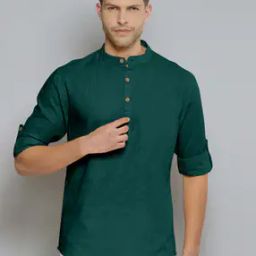 Men Mandarin Collar Short Kurta-image-63