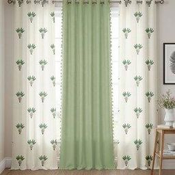 Pack of 3 Cotton Printed Curtains with Eyelets-49
