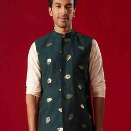 Men Leaf Print Nehru jacket-picture-29