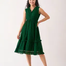 Women Chevron Pattern Fit & Flare Dress-15