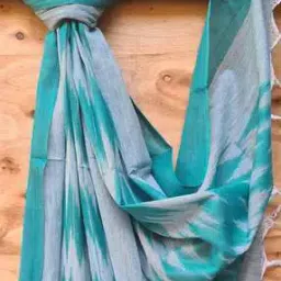 Ikat Print Handloom Dupatta with Tassels-4