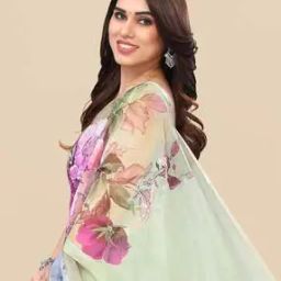 Organza Tropical Print Saree with Unstitched Blouse Piece-image-31