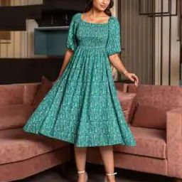 Women Floral Print Fit & Flare Dress-image-35
