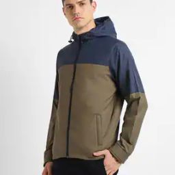 Men Colourblock Regular Fit Hooded Jacket-picture-9