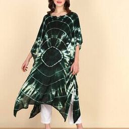 Women Tie & Dye Kaftan-Styled Flared Kurta-image-3