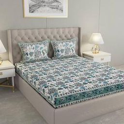 330 TC Floral Print King-Size Bedsheet with Pillow Covers-37