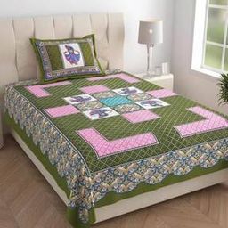 120 TC Printed Single Bedsheet with Pillow Cover-19