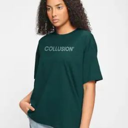 Women Typographic Print Oversized Fit Round-Neck T-Shirt-image-80