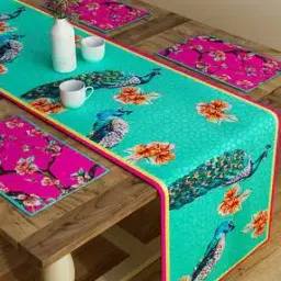 Set of 6 Floral Print Table Placemats & Runner-4