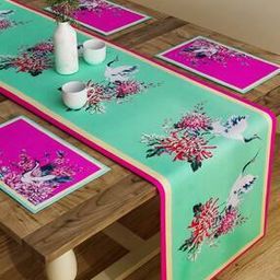Set of 6 Floral Print Table Placemats & Runner-2