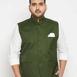 Tailored-Fit Nehru Jacket with Insert Pockets-3