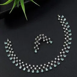 Women Stone-Studded Necklace & Earrings Set-44