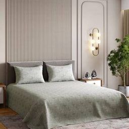 300 TC Leaf Print King Size Bedsheet with Pillow Covers-image-55