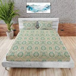 300 TC Floral Print Pure Cotton Super King-Size Bedsheet with Pillow Covers-image-48