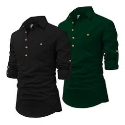 Men Pack of 2 Slim Fit Short Kurtas-picture-44