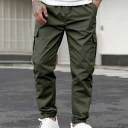 Men Baggy Fit Cargo Pants with Flap Pockets-image-98