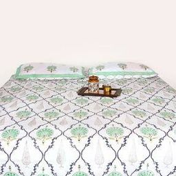 200TC Handblock Print Cotton Queen Bedsheet with 2 Pillow Covers-22