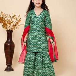 Girls Printed Kurta Set-image-5