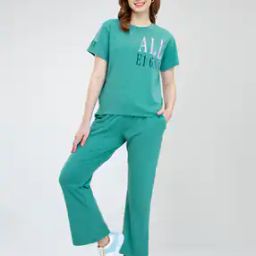Women Typographic Print T-Shirt & Pyjamas Set-picture-27