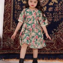 Girls Floral Print Fit & Flare Dress-image-16