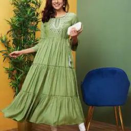 Women Embroidered A-Line Kurta-image-2