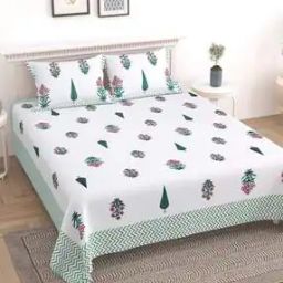 Floral Print King-Size Bedsheet with Pillow Covers-image-78