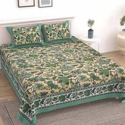 Floral Print King-Size Bedsheet with Pillow Covers-picture-33