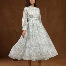 Women Floral Print Fit & Flare Dress-image-32