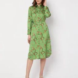 Printed Shirt Dress with Belt-image-41