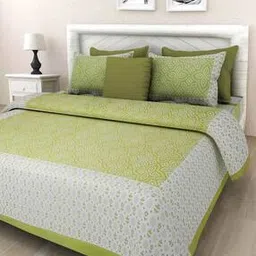 Polka-dot Cotton Jaipuri Traditonal Double BedSheet With 2 Pillow Cover-image-55