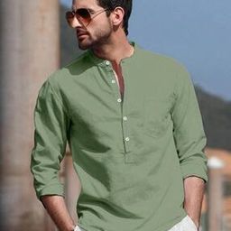 Men Regular Fit Short Kurta with Patch Pocket-image-37