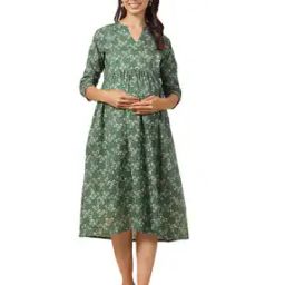 Floral Print A-Line Dress with Insert Pocket-image-3