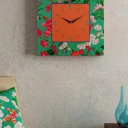 Floral Print Square Shape Wall Clock-image-48