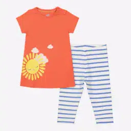 Printed Cotton Top with Striped Pants-53