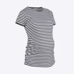 Striped Round-Neck Maternity Top-image-13