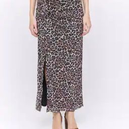 Women Leopard Print Midi Straight Skirt-4