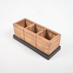 Raw Wooden 3-Slot Pen Stand-43