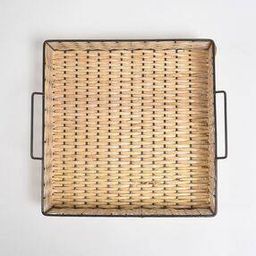 Classic Square Handwoven Cane & Iron Tray-53