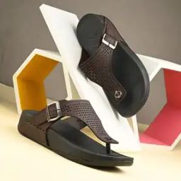 Men T-Strap Flip-Flops with Round Shaped Toes-0