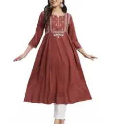 Embroidered Flared Kurta-image-18