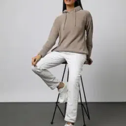 Women Hoodie with Ribbed Hem-image-33