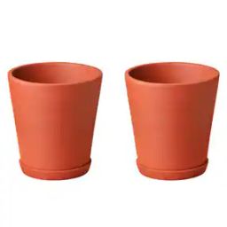 THE HANDICRAFTIAN Terracotta Cone Planter with Tray Medium Pack of 2 for Living Room and Indoor & Outdoor Home Dcor-18